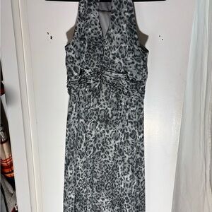 Jessica Howard Gray Leopard Halter Midi Dress